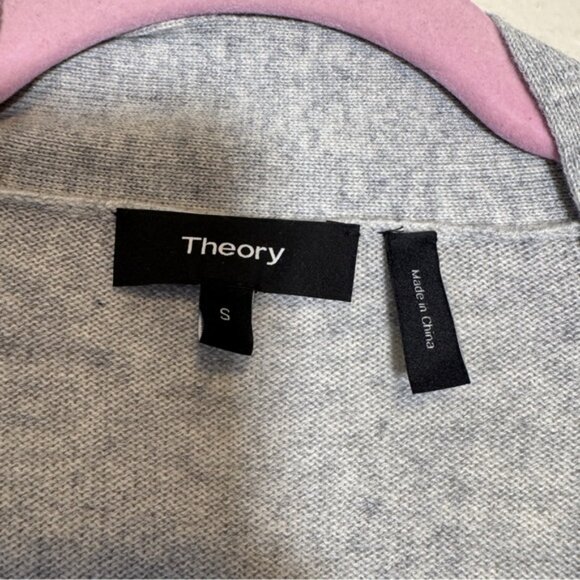 Theory Grey Cashmere Long Line Duster Cardigan Sweater Womens S Cozy Open Front - Picture 6 of 10
